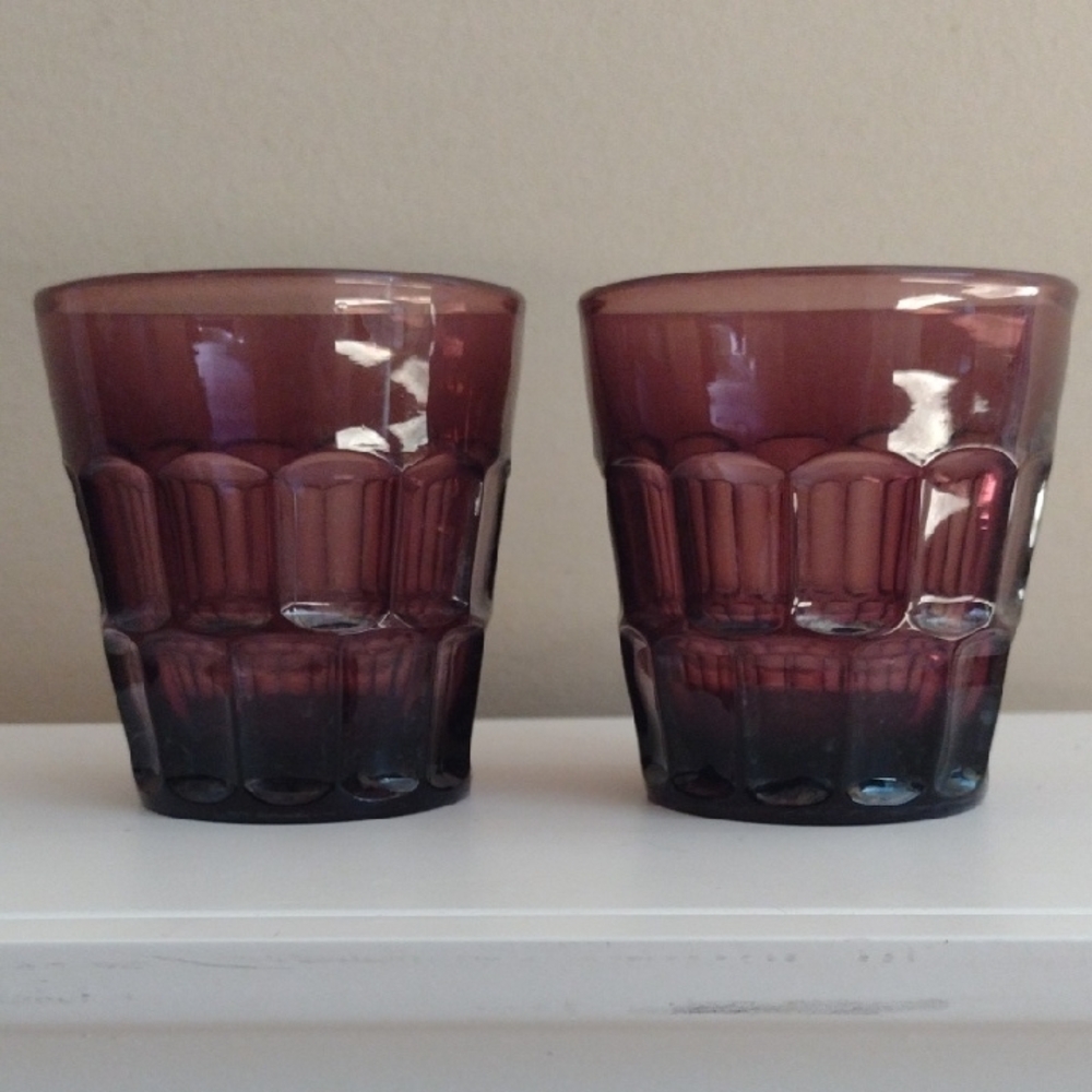 Martinsville Repeal Hostmaster Amethyst Purple Set 4 Oz. Tumblers Rare Find